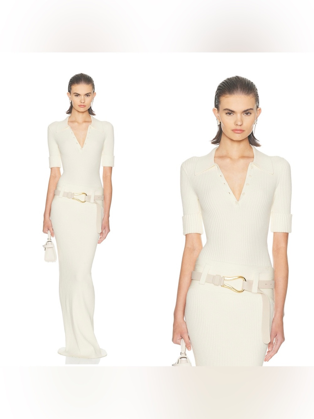 HELSA DEVORA Polo knot bodysuit in Ivory